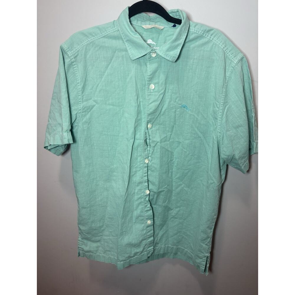 Tommy Bahama Button Shirt Men Size S Antigua Sky Green Short Sleeve Workwear